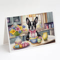 Decorating Easter Boston Terrier Greeting Cards Pack of 8 Blank Cards with Envelopes Whimsical A7 Size 5x7