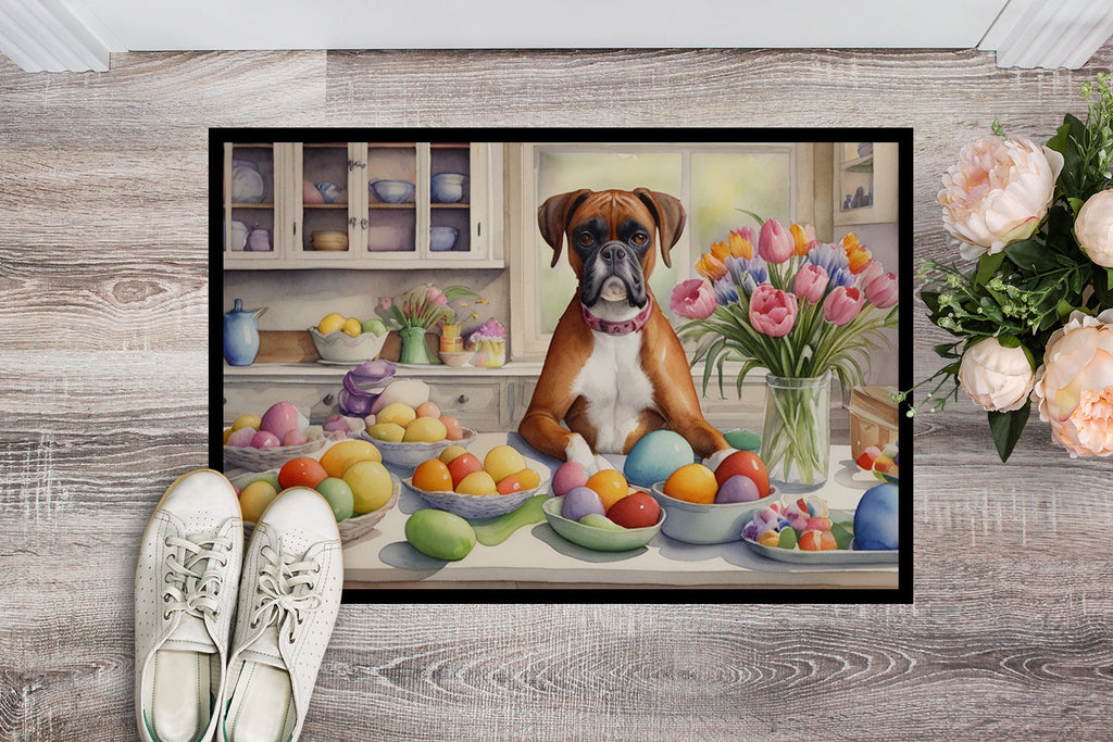 Decorating Easter Boxer Doormat Indoor Outdoor 18H X 27W Front Door Mat Rugs for Entryway, Non Slip Washable
