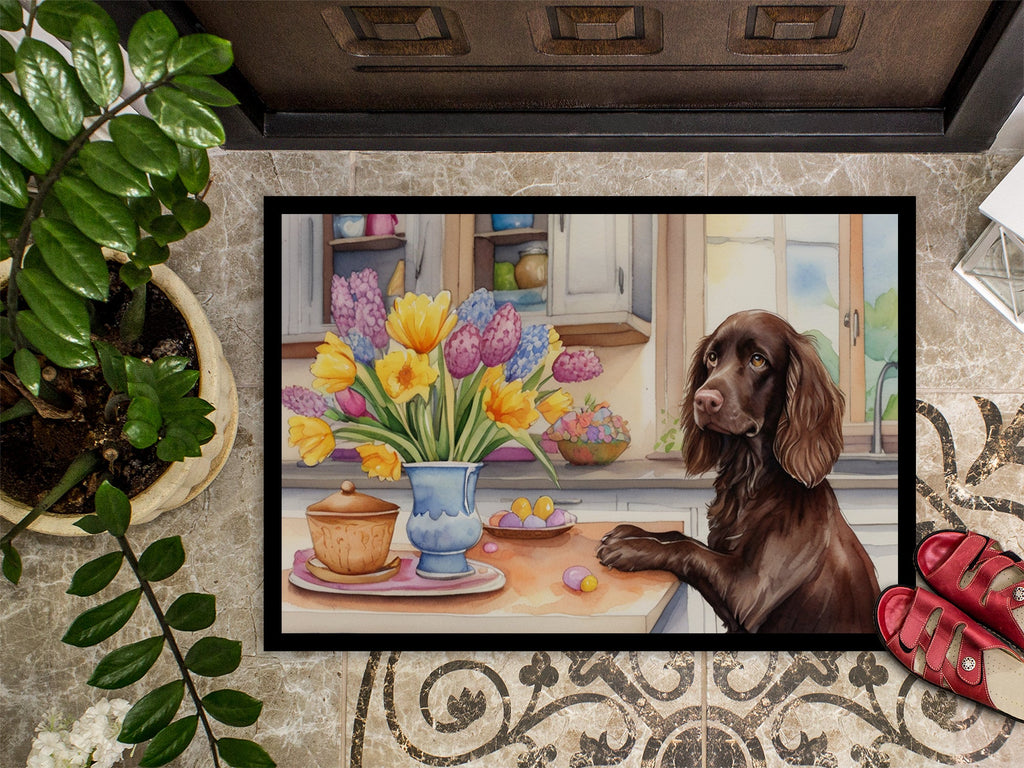 Decorating Easter Boykin Spaniel Doormat Indoor Outdoor 24H X 36W Front Door Mat Rugs for Entryway, Non Slip Washable Low Pile,