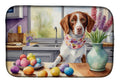 Decorating Easter Brittany Spaniel Dish Drying Mat Absorbent Dish Drying Mat Pad for Kitchen Counter Dish Drainer Mat for Countertop, 14 x 21", Multicolor