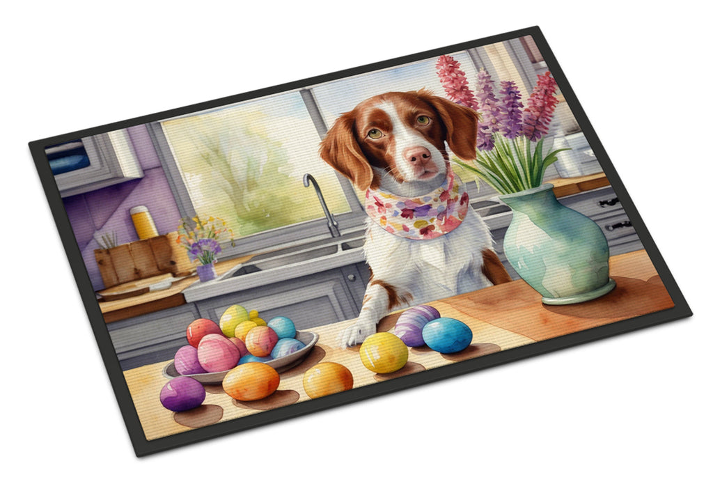 Decorating Easter Brittany Spaniel Doormat Indoor Outdoor 18H X 27W Front Door Mat Rugs for Entryway, Non Slip Washable