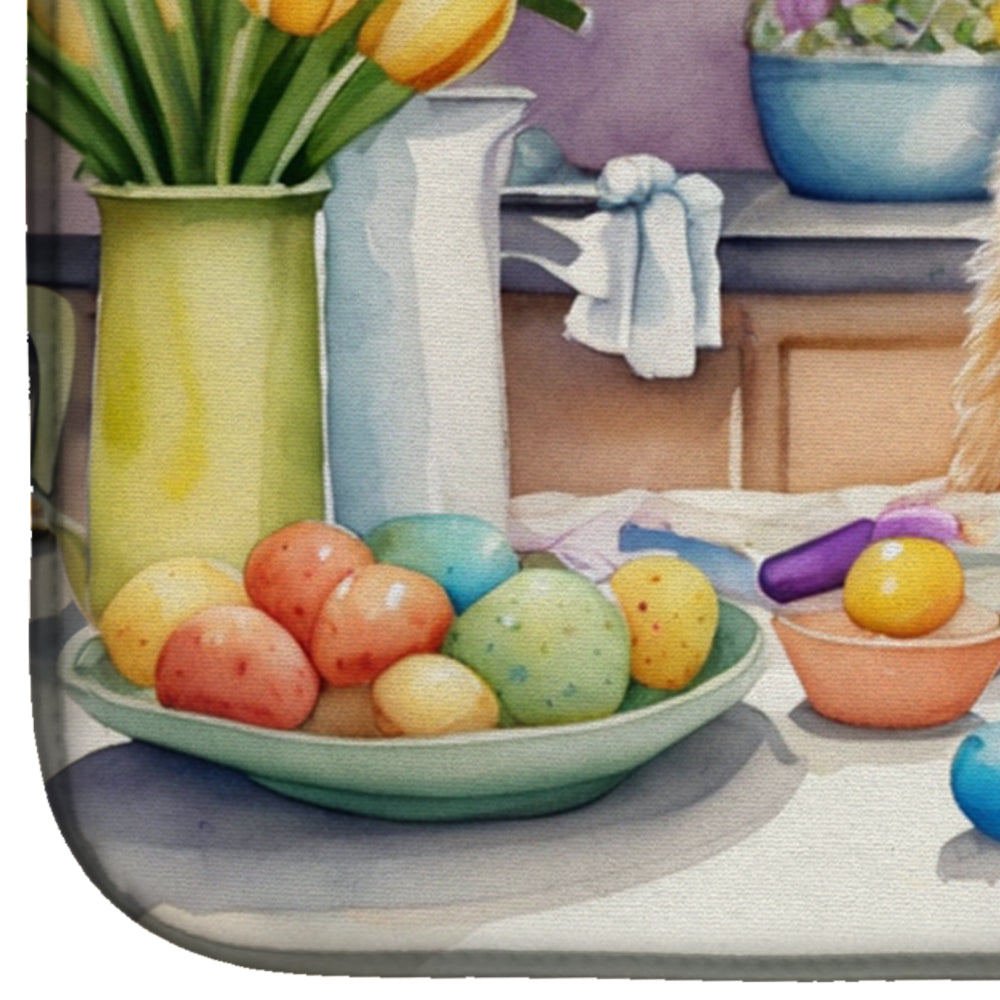 Decorating Easter Brussels Griffon Dish Drying Mat Absorbent Dish Drying Mat Pad for Kitchen Counter Dish Drainer Mat for Countertop, 14 x 21", Multicolor