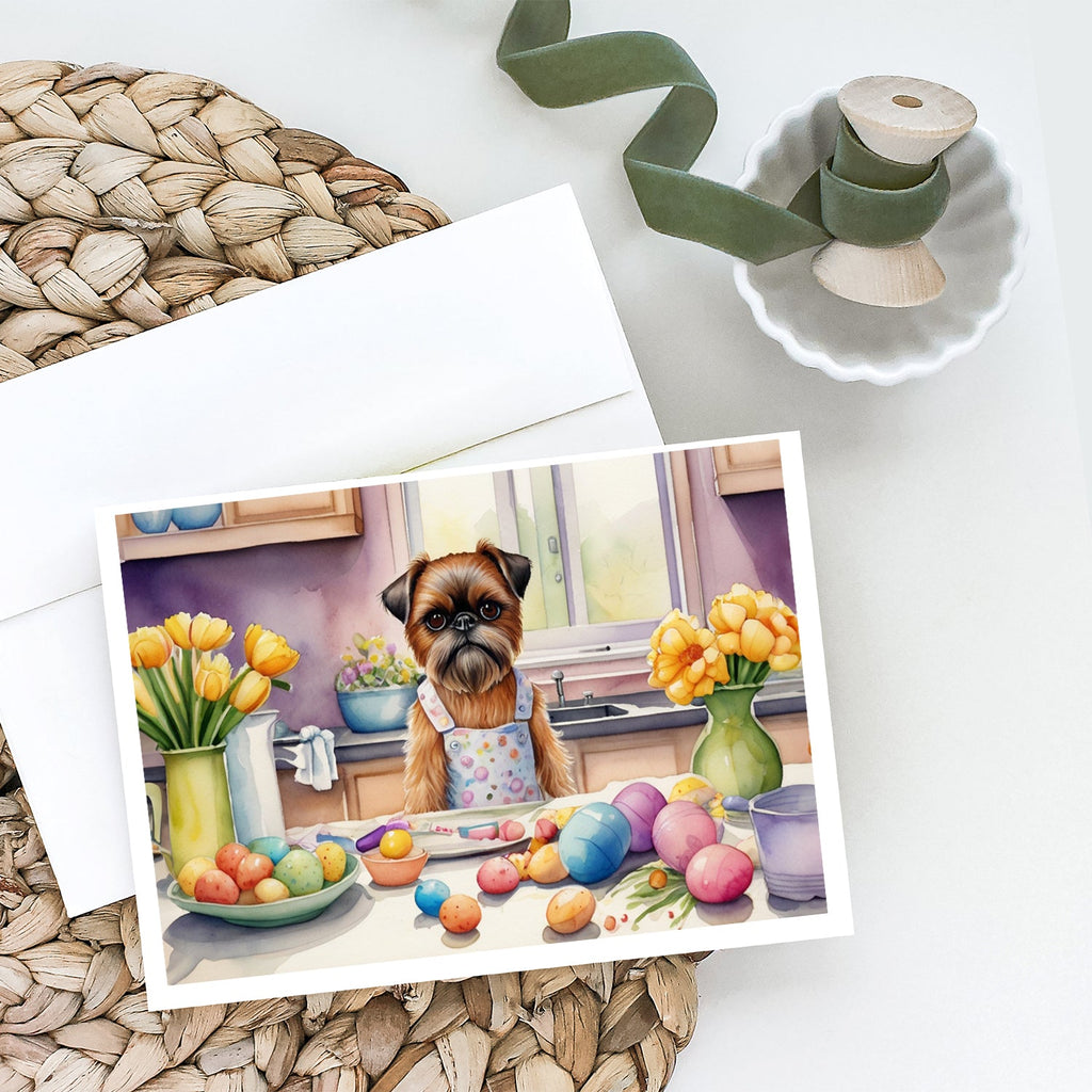 Decorating Easter Brussels Griffon Greeting Cards Pack of 8 Blank Cards with Envelopes Whimsical A7 Size 5x7
