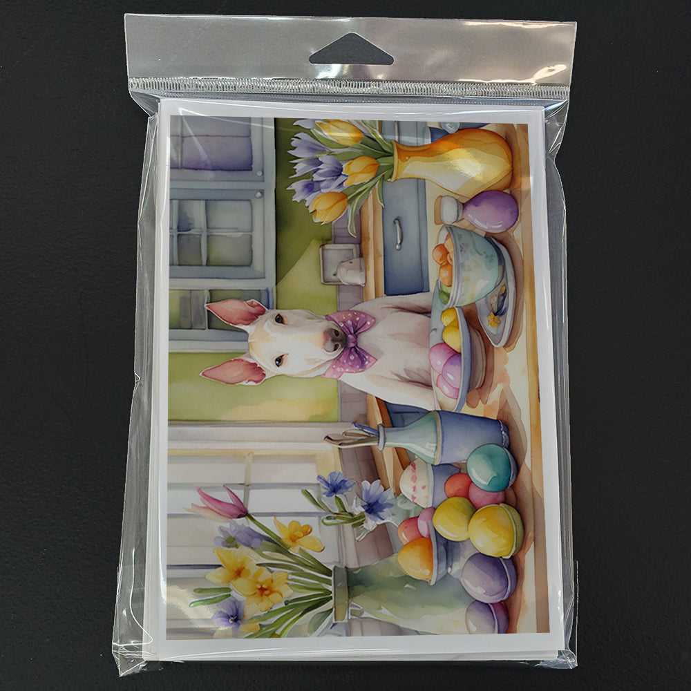 Decorating Easter Bull Terrier Greeting Cards Pack of 8 Blank Cards with Envelopes Whimsical A7 Size 5x7