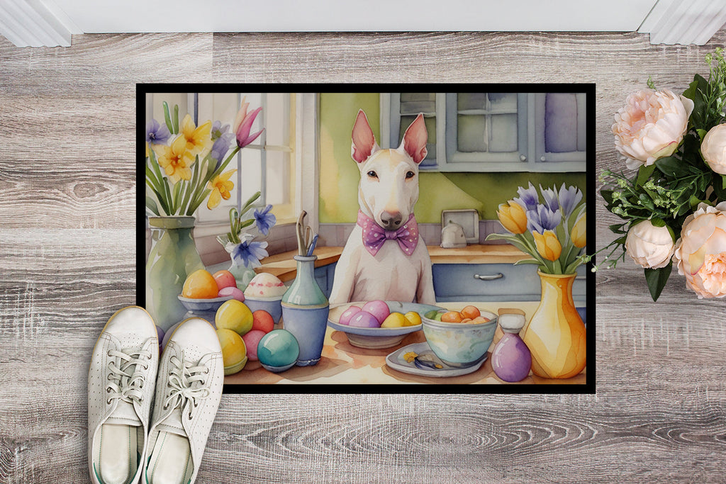 Decorating Easter Bull Terrier Doormat Indoor Outdoor 18H X 27W Front Door Mat Rugs for Entryway, Non Slip Washable
