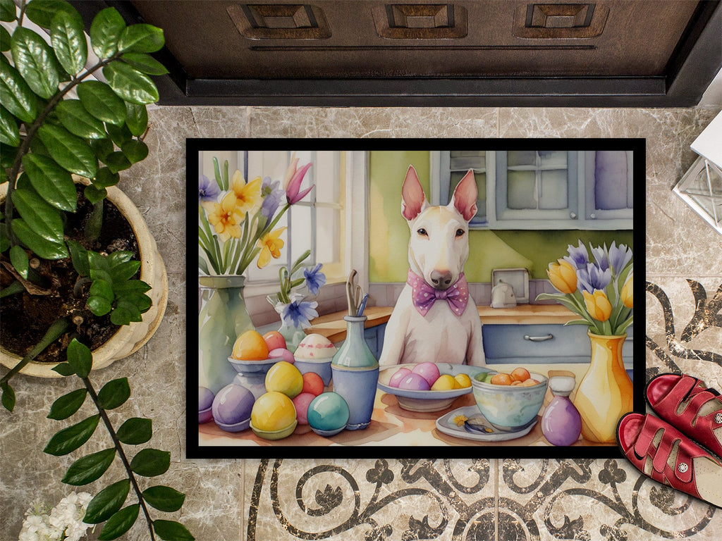 Decorating Easter Bull Terrier Doormat Indoor Outdoor 18H X 27W Front Door Mat Rugs for Entryway, Non Slip Washable