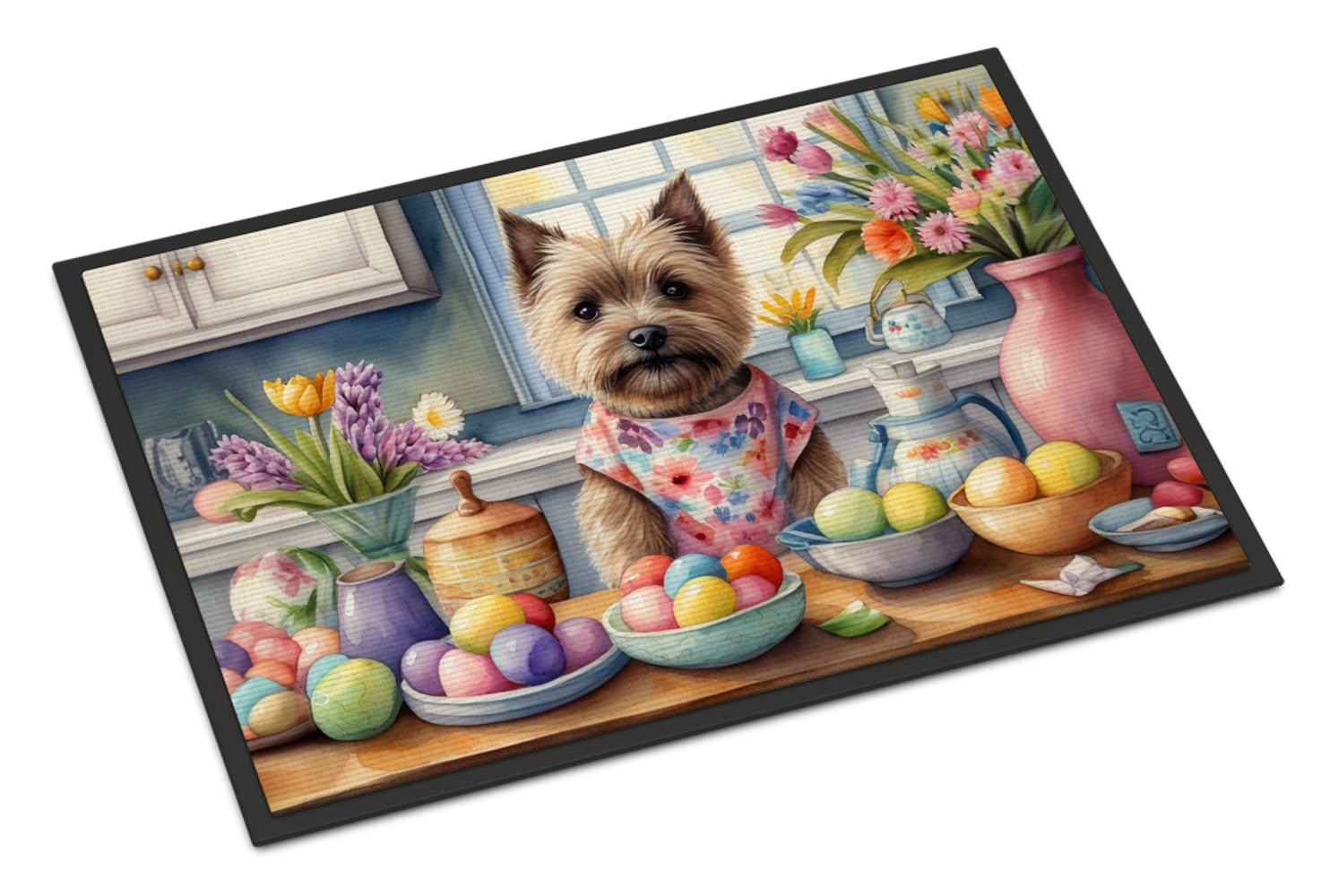 Decorating Easter Cairn Terrier Doormat Indoor Outdoor 24H X 36W Front Door Mat Rugs for Entryway, Non Slip Washable Low Pile,