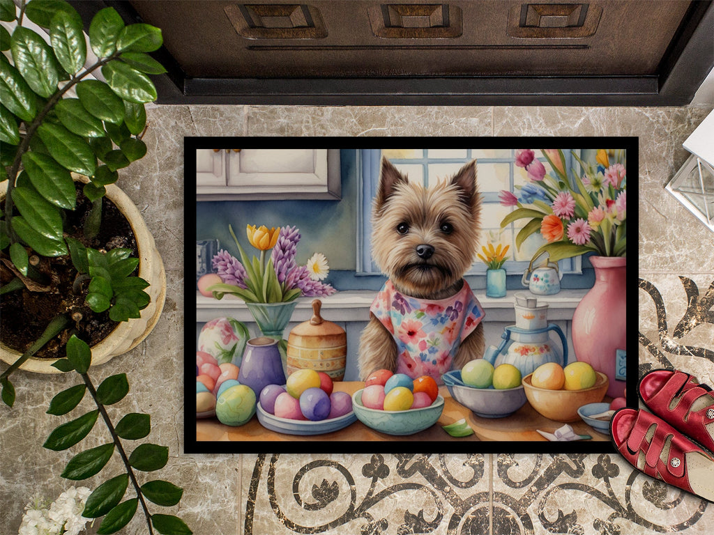 Decorating Easter Cairn Terrier Doormat Indoor Outdoor 18H X 27W Front Door Mat Rugs for Entryway, Non Slip Washable