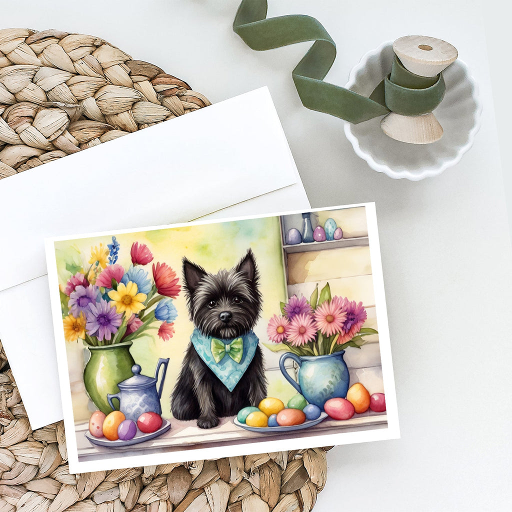 Decorating Easter Cairn Terrier Greeting Cards Pack of 8 Blank Cards with Envelopes Whimsical A7 Size 5x7
