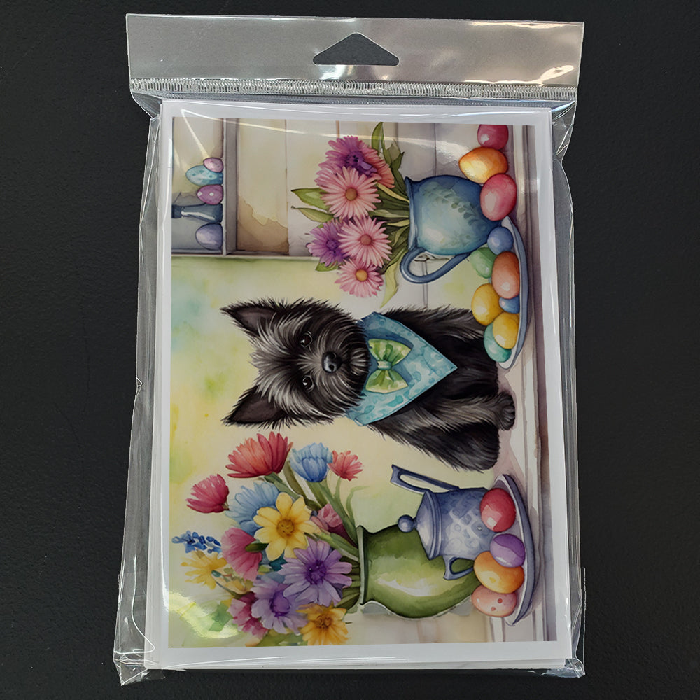 Decorating Easter Cairn Terrier Greeting Cards Pack of 8 Blank Cards with Envelopes Whimsical A7 Size 5x7
