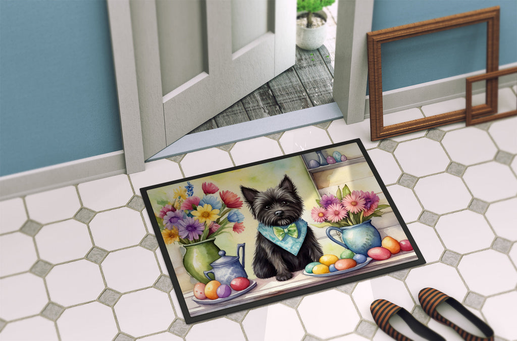 Decorating Easter Cairn Terrier Doormat Indoor Outdoor 18H X 27W Front Door Mat Rugs for Entryway, Non Slip Washable