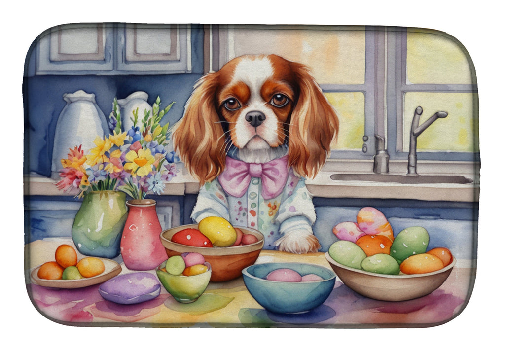 Decorating Easter Cavalier Spaniel Dish Drying Mat Absorbent Dish Drying Mat Pad for Kitchen Counter Dish Drainer Mat for Countertop, 14 x 21", Multicolor