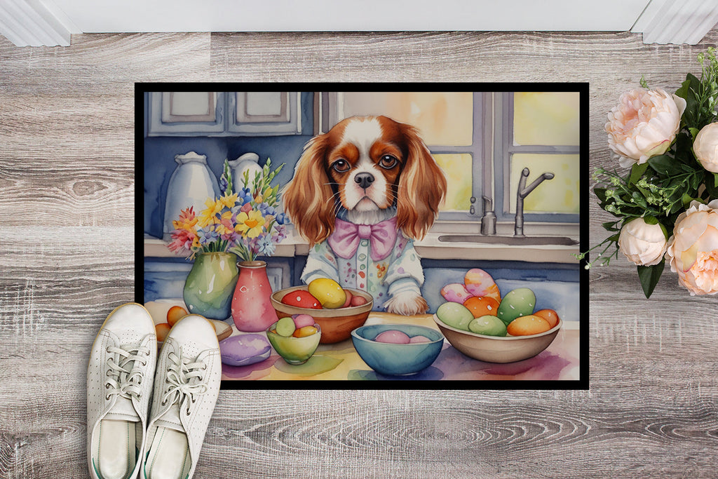 Decorating Easter Cavalier Spaniel Doormat Indoor Outdoor 24H X 36W Front Door Mat Rugs for Entryway, Non Slip Washable Low Pile,