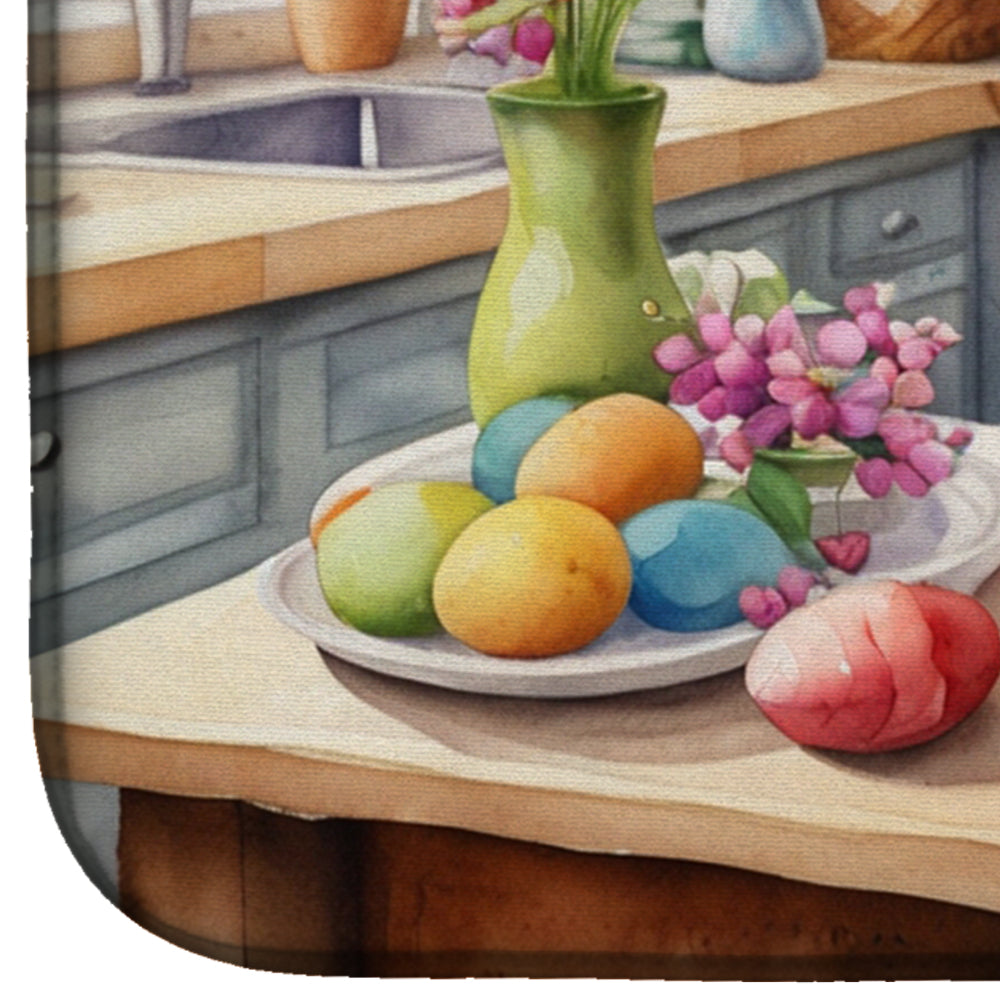 Decorating Easter Cavalier Spaniel Dish Drying Mat Absorbent Dish Drying Mat Pad for Kitchen Counter Dish Drainer Mat for Countertop, 14 x 21", Multicolor