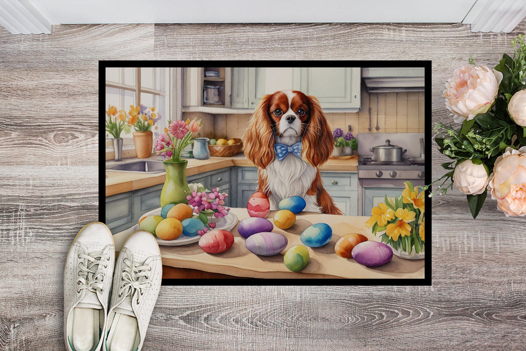 Decorating Easter Cavalier Spaniel Doormat Indoor Outdoor 24H X 36W Front Door Mat Rugs for Entryway, Non Slip Washable Low Pile,