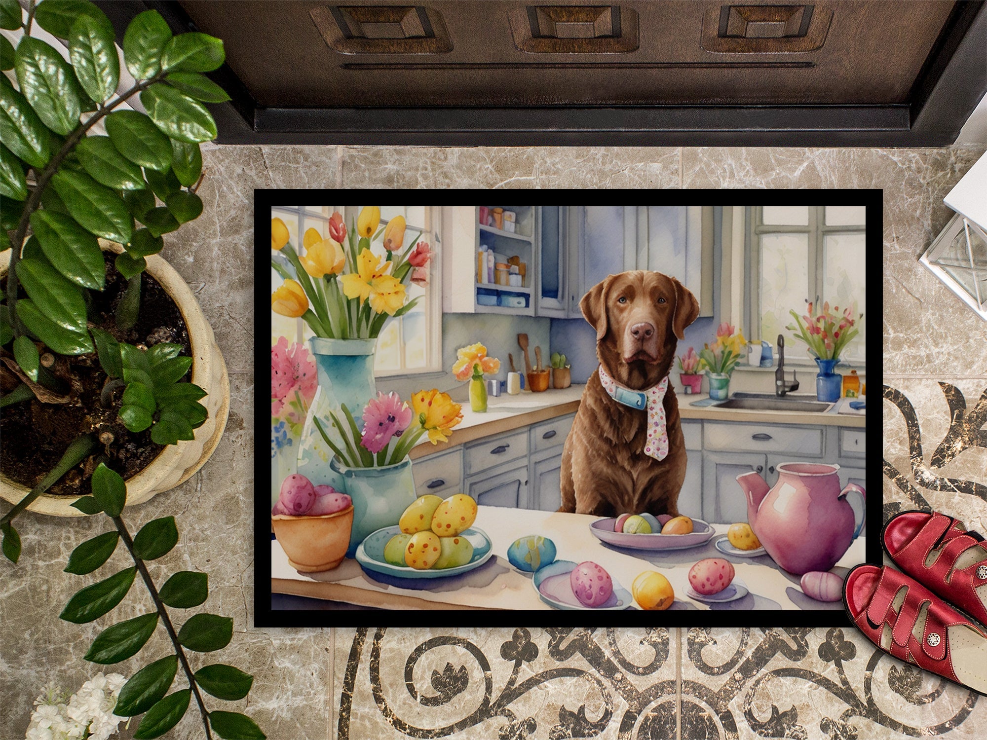 Decorating Easter Chesapeake Bay Retriever Doormat Indoor Outdoor 24H X 36W Front Door Mat Rugs for Entryway, Non Slip Washable Low Pile,