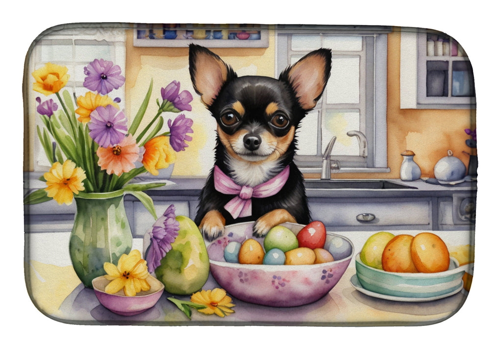 Decorating Easter Chihuahua Dish Drying Mat Absorbent Dish Drying Mat Pad for Kitchen Counter Dish Drainer Mat for Countertop, 14 x 21", Multicolor