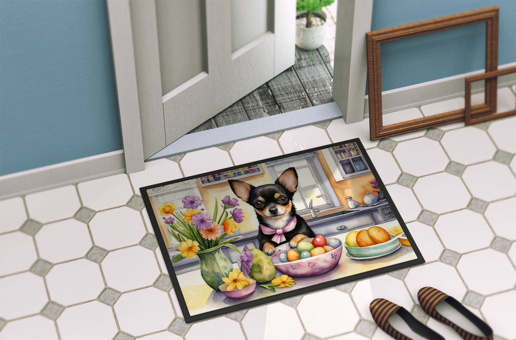 Decorating Easter Chihuahua Doormat Indoor Outdoor 18H X 27W Front Door Mat Rugs for Entryway, Non Slip Washable