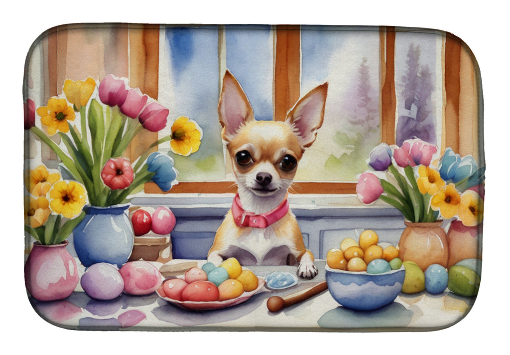 Decorating Easter Chihuahua Dish Drying Mat Absorbent Dish Drying Mat Pad for Kitchen Counter Dish Drainer Mat for Countertop, 14 x 21", Multicolor