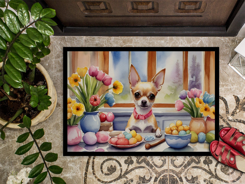 Decorating Easter Chihuahua Doormat Indoor Outdoor 18H X 27W Front Door Mat Rugs for Entryway, Non Slip Washable