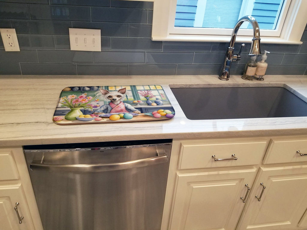 Decorating Easter Chinese Crested Dish Drying Mat Absorbent Dish Drying Mat Pad for Kitchen Counter Dish Drainer Mat for Countertop, 14 x 21", Multicolor