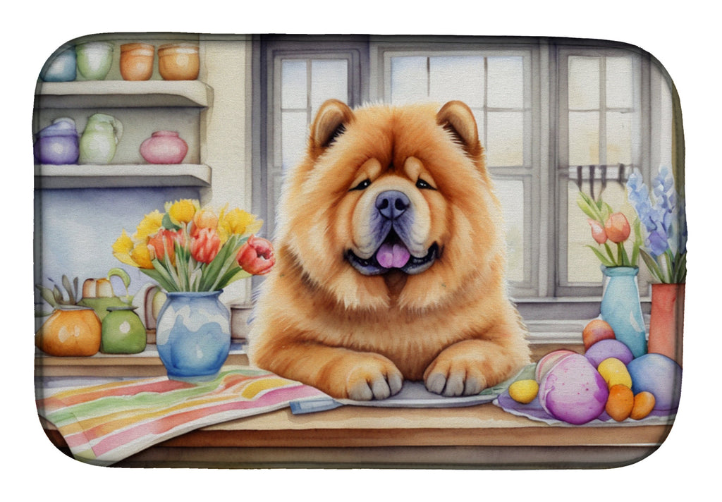 Decorating Easter Chow Chow Dish Drying Mat Absorbent Dish Drying Mat Pad for Kitchen Counter Dish Drainer Mat for Countertop, 14 x 21", Multicolor