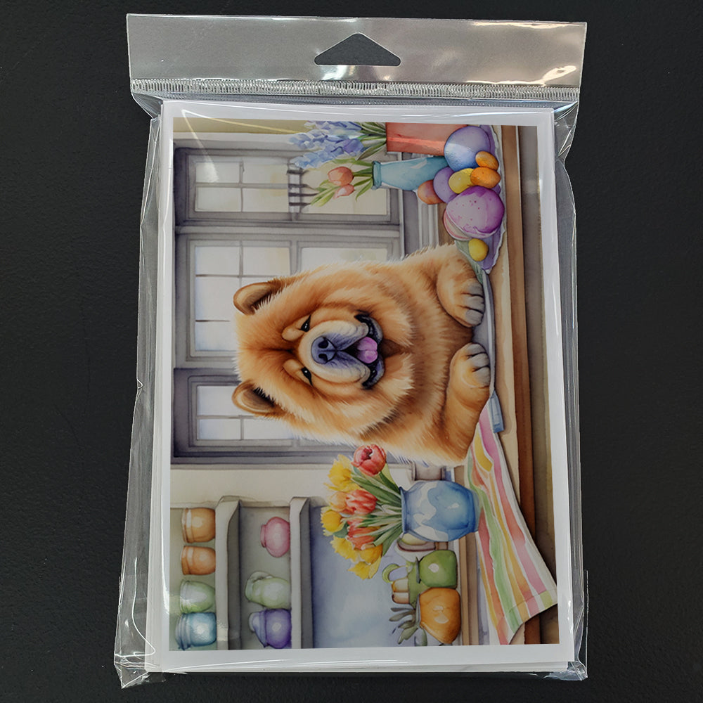 Decorating Easter Chow Chow Greeting Cards Pack of 8 Blank Cards with Envelopes Whimsical A7 Size 5x7