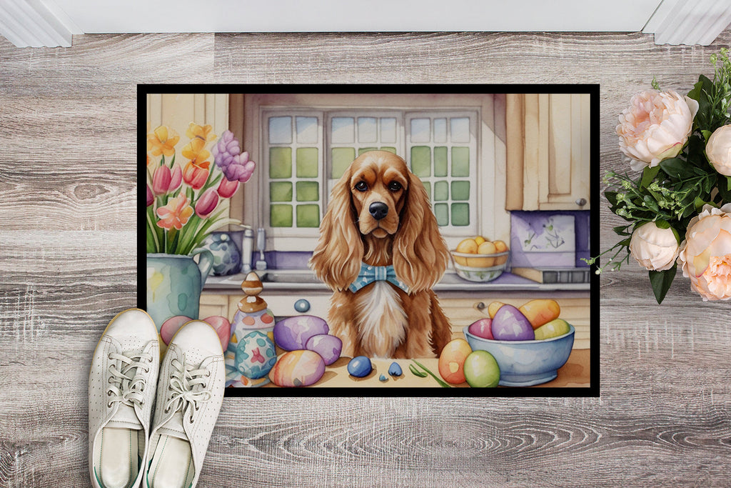 Decorating Easter Cocker Spaniel Doormat Indoor Outdoor 24H X 36W Front Door Mat Rugs for Entryway, Non Slip Washable Low Pile,