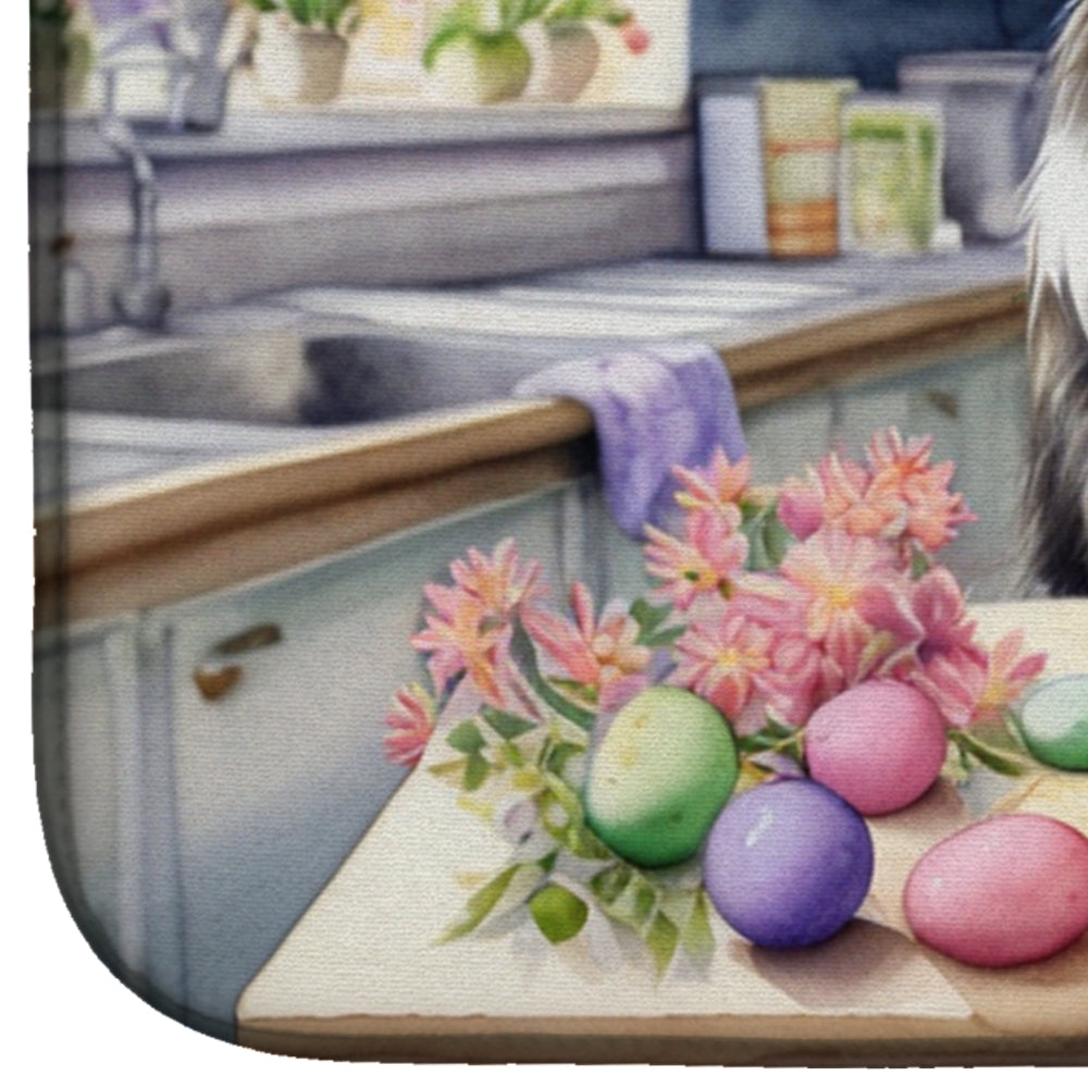 Decorating Easter Collie Dish Drying Mat Absorbent Dish Drying Mat Pad for Kitchen Counter Dish Drainer Mat for Countertop, 14 x 21", Multicolor