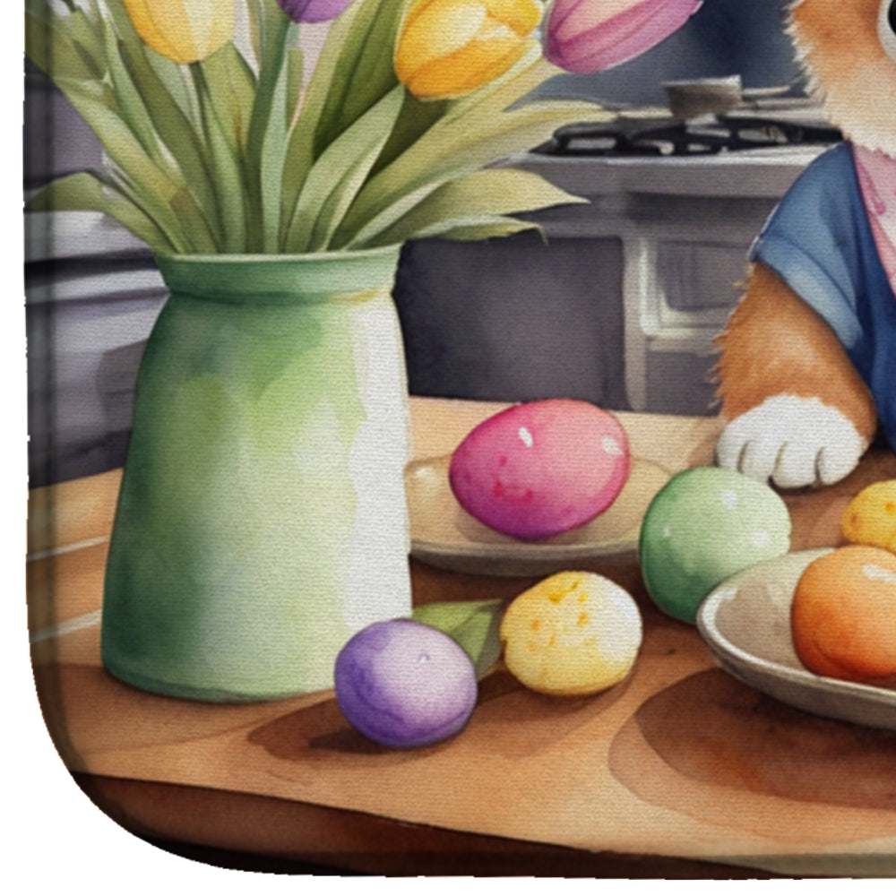 Decorating Easter Corgi Dish Drying Mat Absorbent Dish Drying Mat Pad for Kitchen Counter Dish Drainer Mat for Countertop, 14 x 21", Multicolor