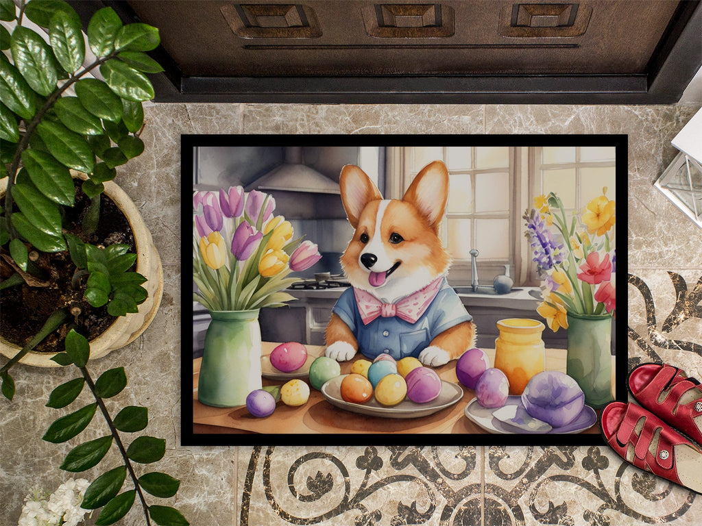 Decorating Easter Corgi Doormat Indoor Outdoor 24H X 36W Front Door Mat Rugs for Entryway, Non Slip Washable Low Pile,