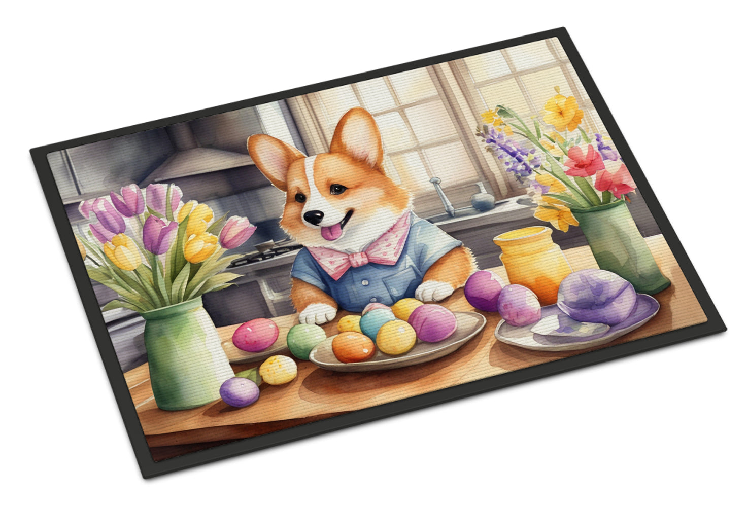 Decorating Easter Corgi Doormat Indoor Outdoor 18H X 27W Front Door Mat Rugs for Entryway, Non Slip Washable
