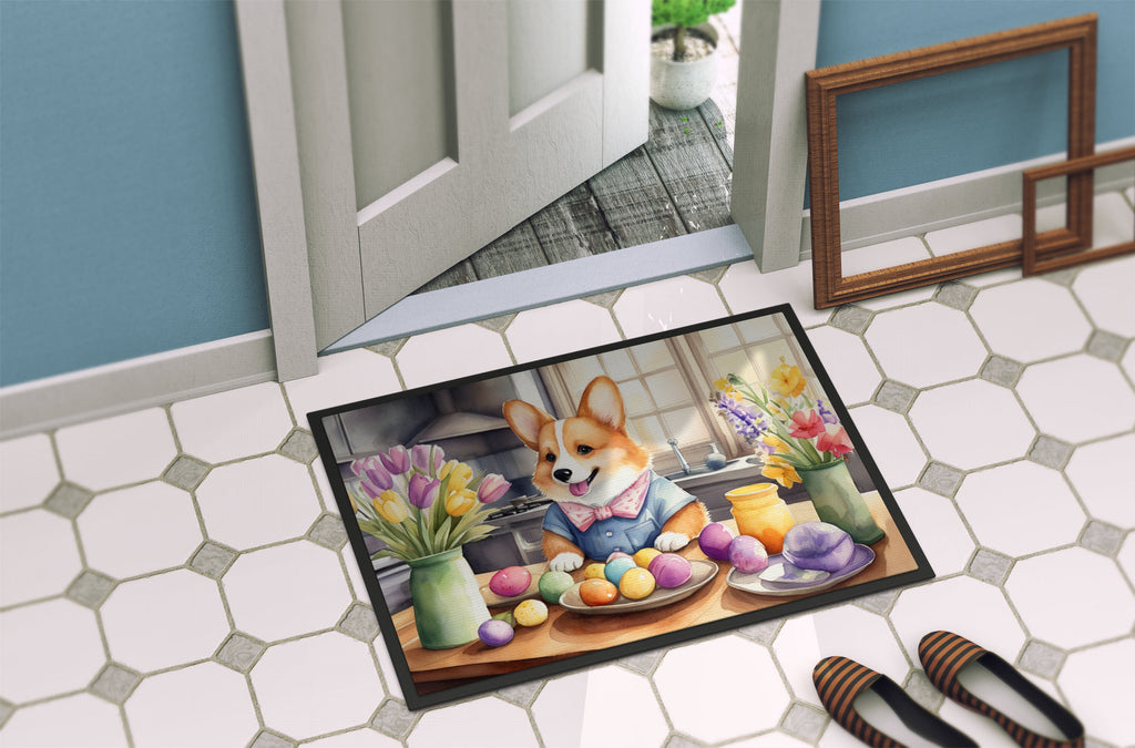 Decorating Easter Corgi Doormat Indoor Outdoor 18H X 27W Front Door Mat Rugs for Entryway, Non Slip Washable