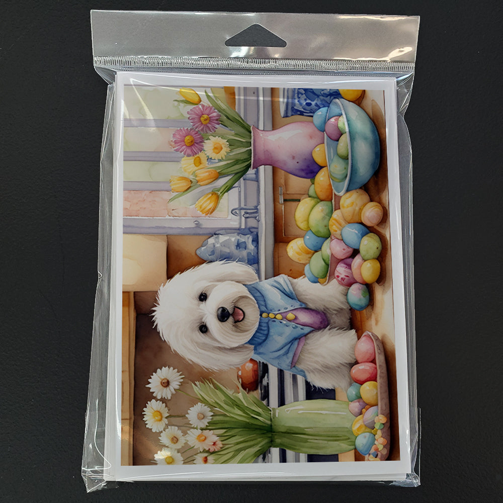 Decorating Easter Coton de Tulear Greeting Cards Pack of 8 Blank Cards with Envelopes Whimsical A7 Size 5x7