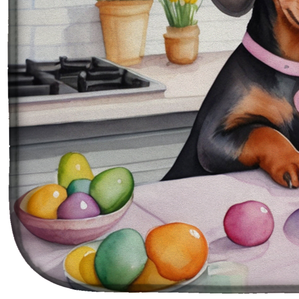 Decorating Easter Dachshund Dish Drying Mat Absorbent Dish Drying Mat Pad for Kitchen Counter Dish Drainer Mat for Countertop, 14 x 21", Multicolor
