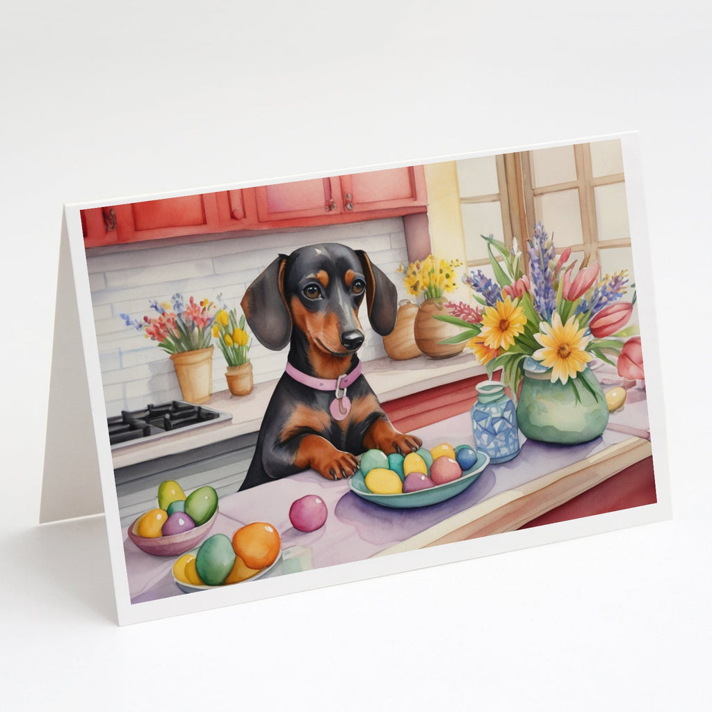Decorating Easter Dachshund Greeting Cards Pack of 8 Blank Cards with Envelopes Whimsical A7 Size 5x7