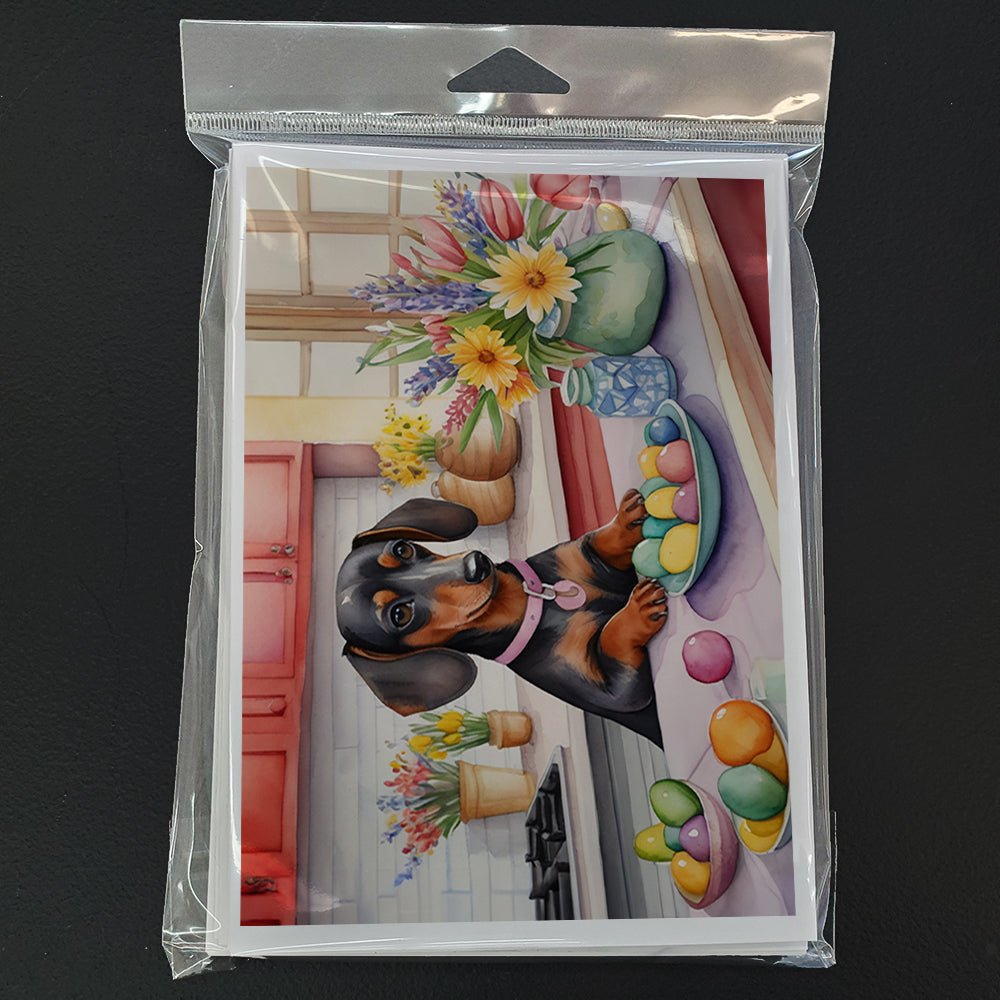 Decorating Easter Dachshund Greeting Cards Pack of 8 Blank Cards with Envelopes Whimsical A7 Size 5x7