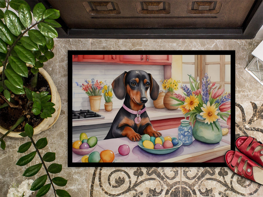 Decorating Easter Dachshund Doormat Indoor Outdoor 24H X 36W Front Door Mat Rugs for Entryway, Non Slip Washable Low Pile,