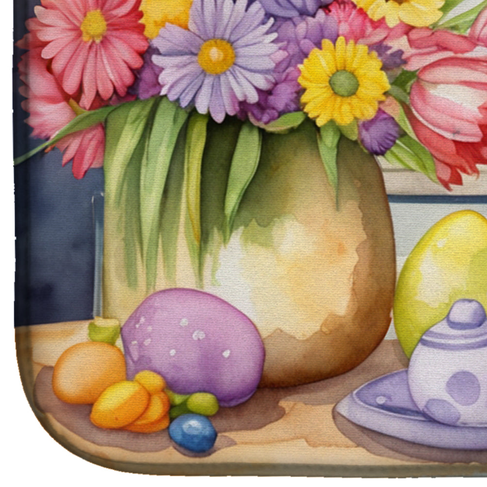 Decorating Easter Dachshund Dish Drying Mat Absorbent Dish Drying Mat Pad for Kitchen Counter Dish Drainer Mat for Countertop, 14 x 21", Multicolor