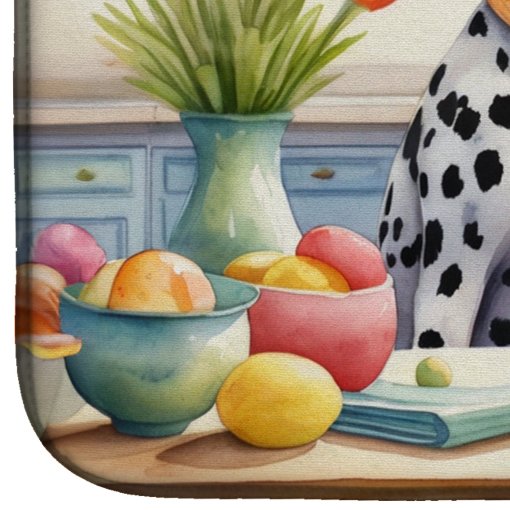 Decorating Easter Dalmatian Dish Drying Mat Absorbent Dish Drying Mat Pad for Kitchen Counter Dish Drainer Mat for Countertop, 14 x 21", Multicolor
