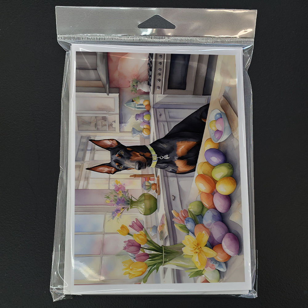 Decorating Easter Doberman Pinscher Greeting Cards Pack of 8 Blank Cards with Envelopes Whimsical A7 Size 5x7