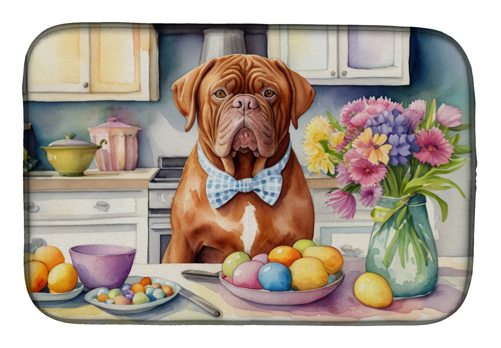 Decorating Easter Dogue de Bordeaux Dish Drying Mat Absorbent Dish Drying Mat Pad for Kitchen Counter Dish Drainer Mat for Countertop, 14 x 21", Multicolor