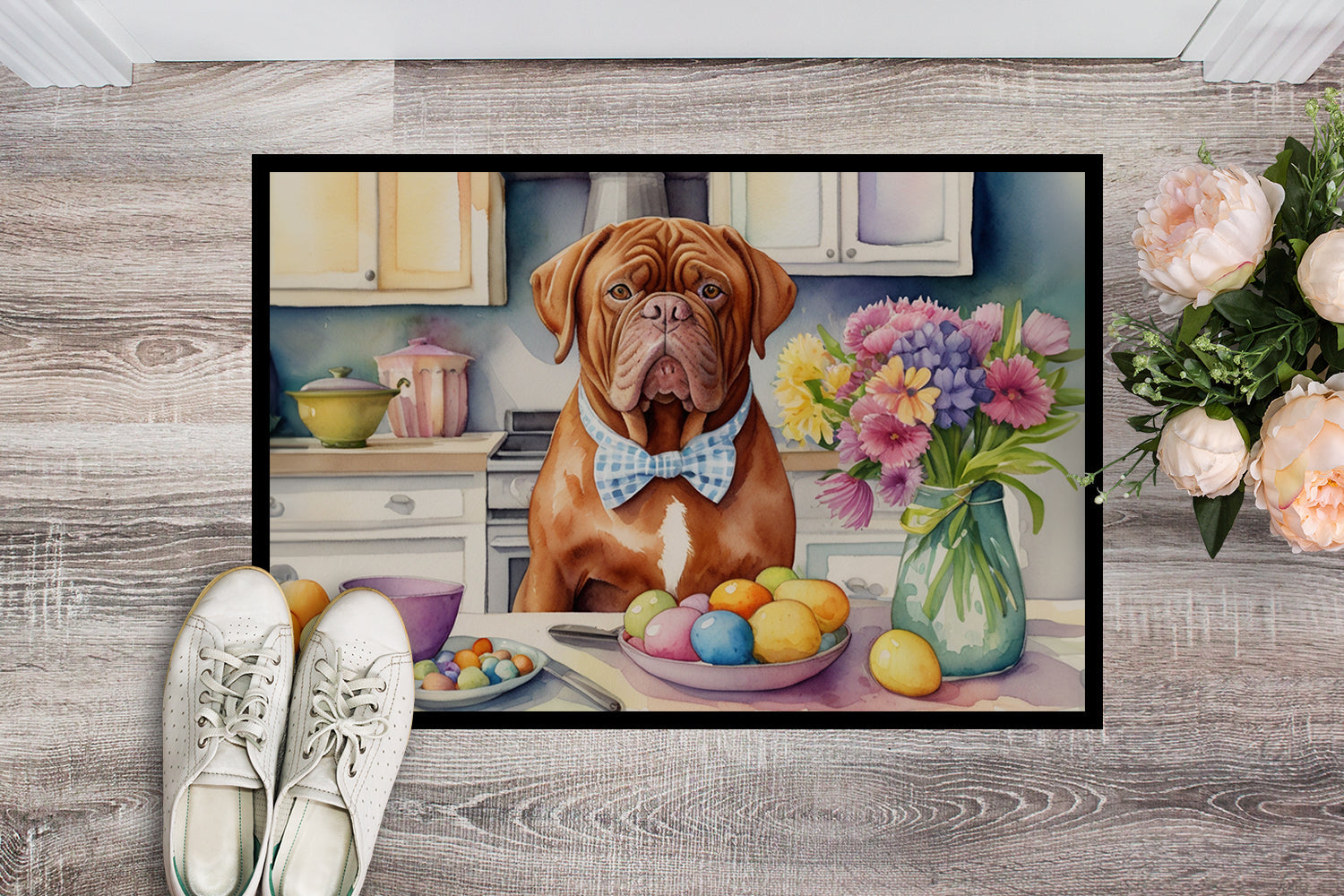Decorating Easter Dogue de Bordeaux Doormat Indoor Outdoor 18H X 27W Front Door Mat Rugs for Entryway, Non Slip Washable