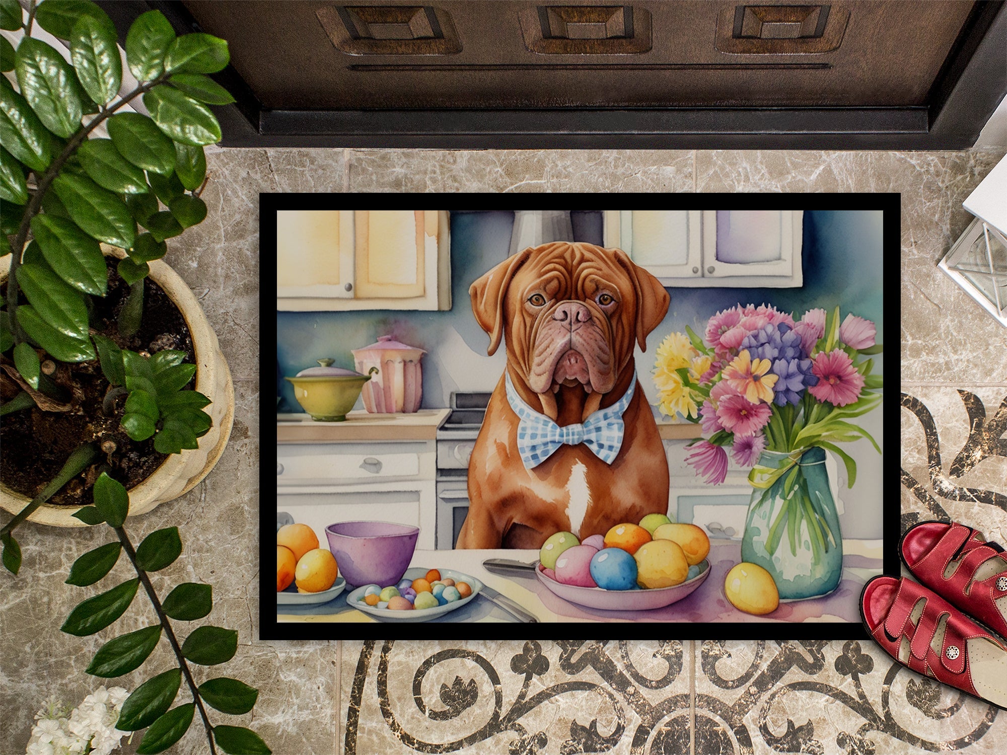 Decorating Easter Dogue de Bordeaux Doormat Indoor Outdoor 18H X 27W Front Door Mat Rugs for Entryway, Non Slip Washable