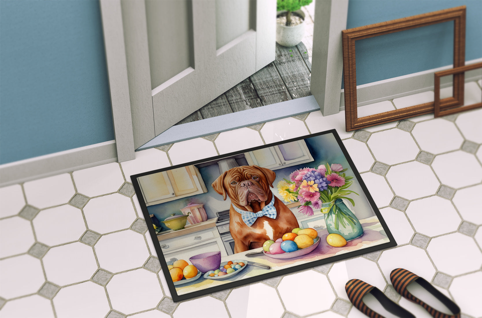 Decorating Easter Dogue de Bordeaux Doormat Indoor Outdoor 18H X 27W Front Door Mat Rugs for Entryway, Non Slip Washable