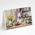 Decorating Easter English Bull Terrier Greeting Cards Pack of 8 Blank Cards with Envelopes Whimsical A7 Size 5x7