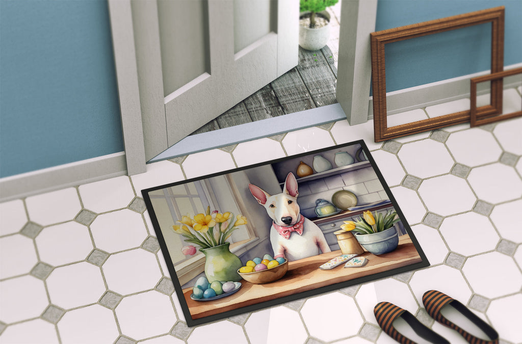Decorating Easter English Bull Terrier Doormat Indoor Outdoor 18H X 27W Front Door Mat Rugs for Entryway, Non Slip Washable