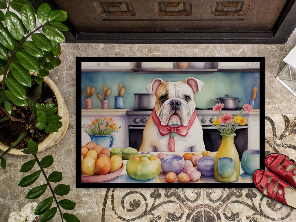 Decorating Easter English Bulldog Doormat Indoor Outdoor 18H X 27W Front Door Mat Rugs for Entryway, Non Slip Washable
