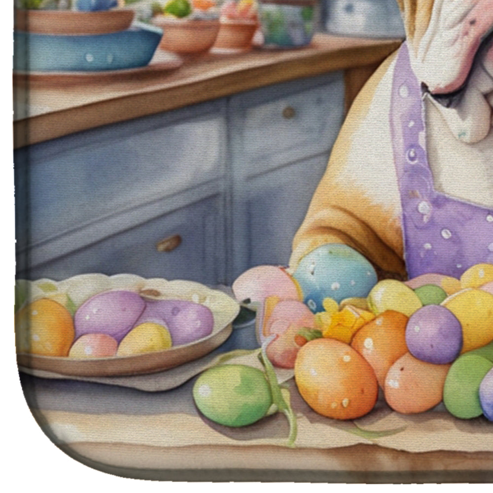 Decorating Easter English Bulldog Dish Drying Mat Absorbent Dish Drying Mat Pad for Kitchen Counter Dish Drainer Mat for Countertop, 14 x 21", Multicolor