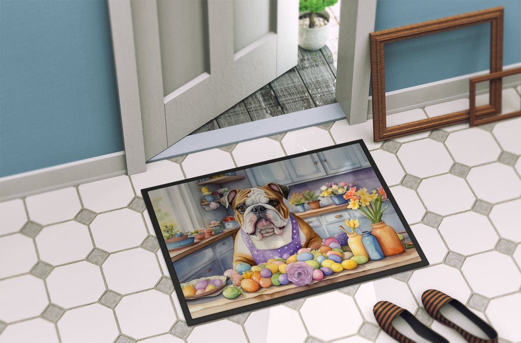 Decorating Easter English Bulldog Doormat Indoor Outdoor 18H X 27W Front Door Mat Rugs for Entryway, Non Slip Washable